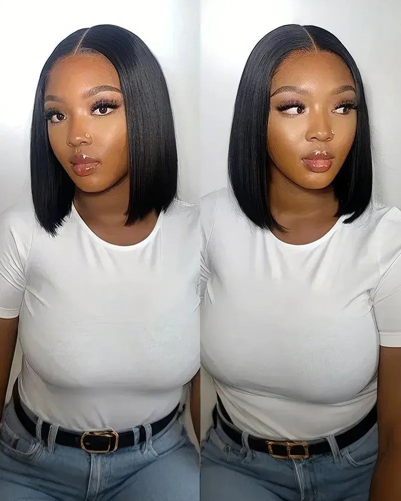 12" 6x5 Lace Money Piece Highlight Straight Bob Wig   12" 13x4 Lace Straight Bob Wig