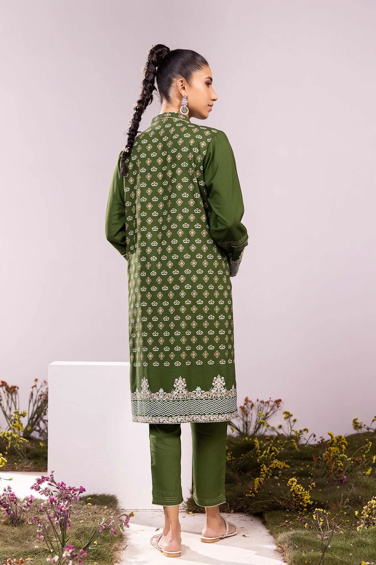 2 Pc Printed Raw Silk Outfit