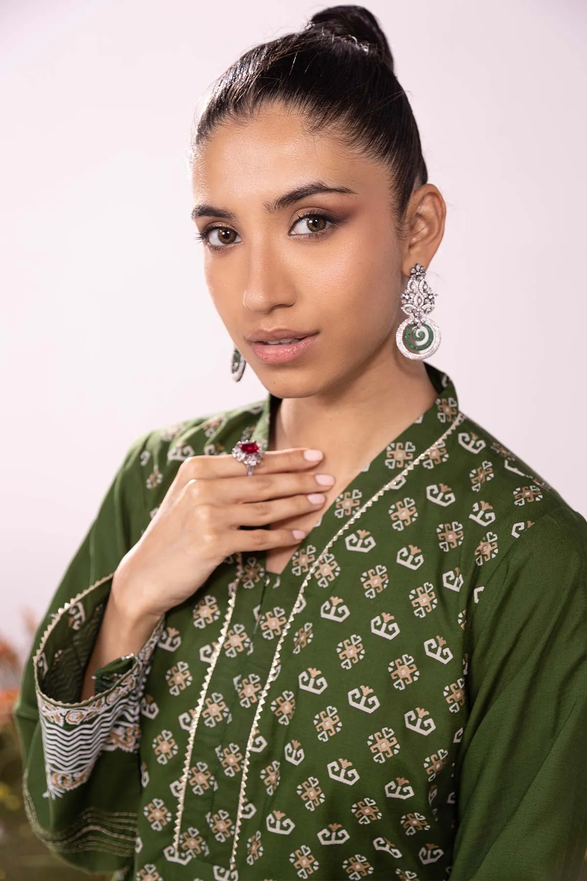 2 Pc Printed Raw Silk Outfit