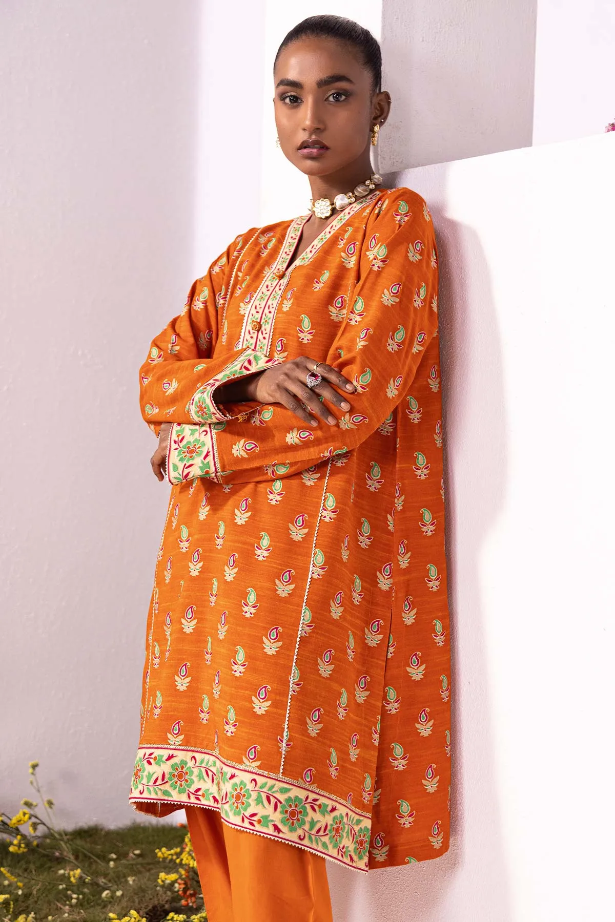 2 Pc Printed Raw Silk Outfit