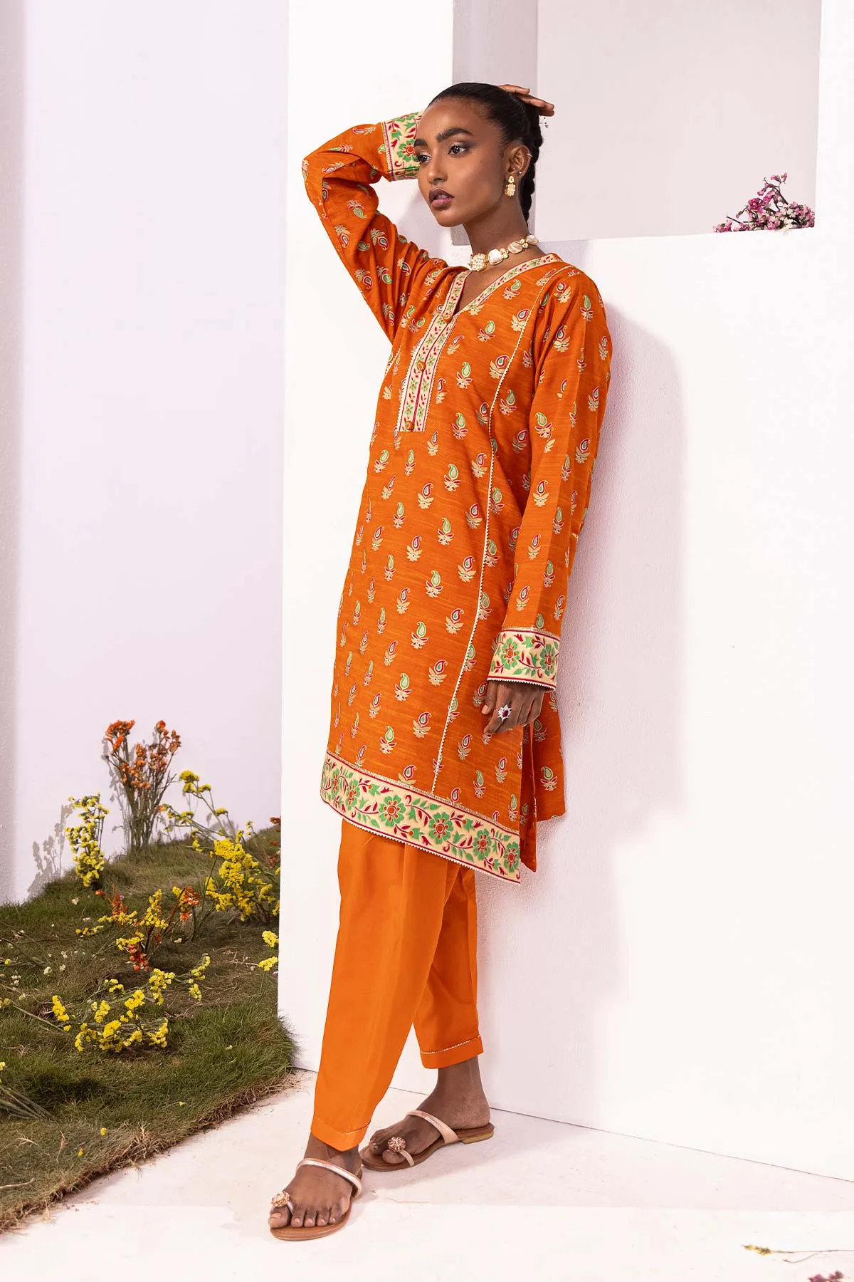 2 Pc Printed Raw Silk Outfit