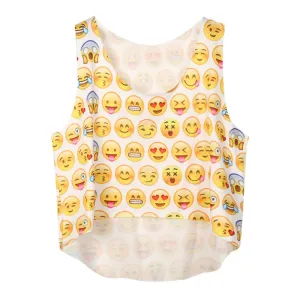 21 Colors Casual Women Crop Emoji Tank Tops Vest Sleeveless Cartoon Beach Tanks T-Shirt