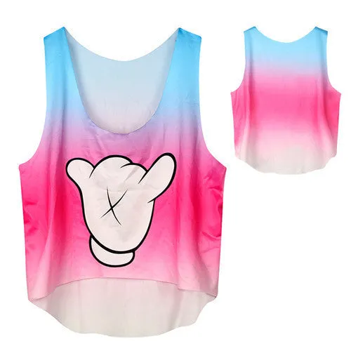 21 Colors Casual Women Crop Emoji Tank Tops Vest Sleeveless Cartoon Beach Tanks T-Shirt