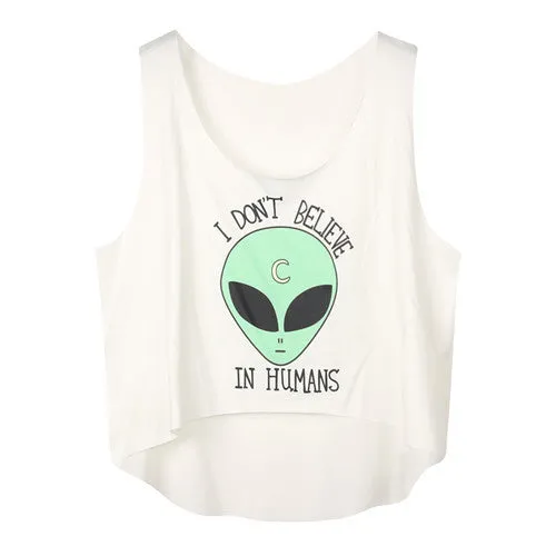 21 Colors Casual Women Crop Emoji Tank Tops Vest Sleeveless Cartoon Beach Tanks T-Shirt