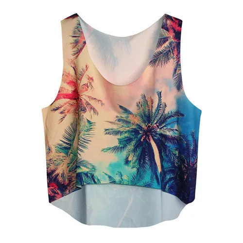 21 Colors Casual Women Crop Emoji Tank Tops Vest Sleeveless Cartoon Beach Tanks T-Shirt