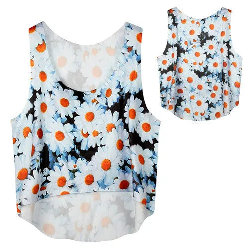 21 Colors Casual Women Crop Emoji Tank Tops Vest Sleeveless Cartoon Beach Tanks T-Shirt