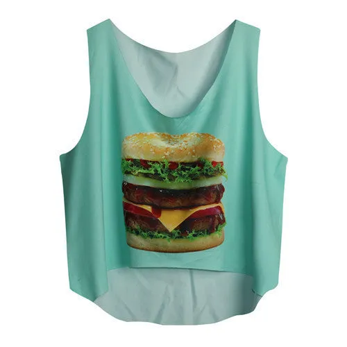 21 Colors Casual Women Crop Emoji Tank Tops Vest Sleeveless Cartoon Beach Tanks T-Shirt