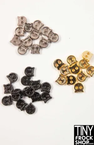 4mm 12" Fashion Doll Super Mini Metal 2 Hole Kitty Buttons - Pack of 10 Buttons