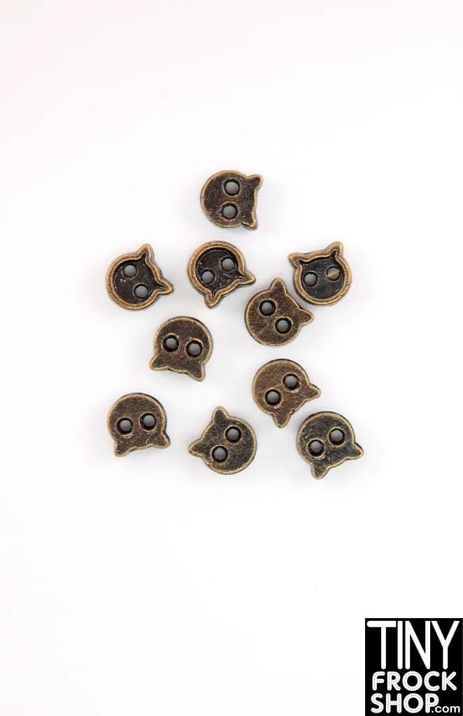 4mm 12" Fashion Doll Super Mini Metal 2 Hole Kitty Buttons - Pack of 10 Buttons