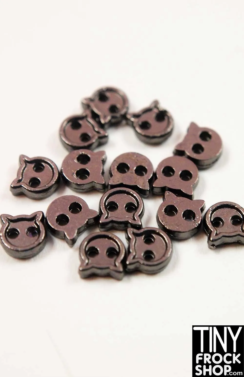 4mm 12" Fashion Doll Super Mini Metal 2 Hole Kitty Buttons - Pack of 10 Buttons