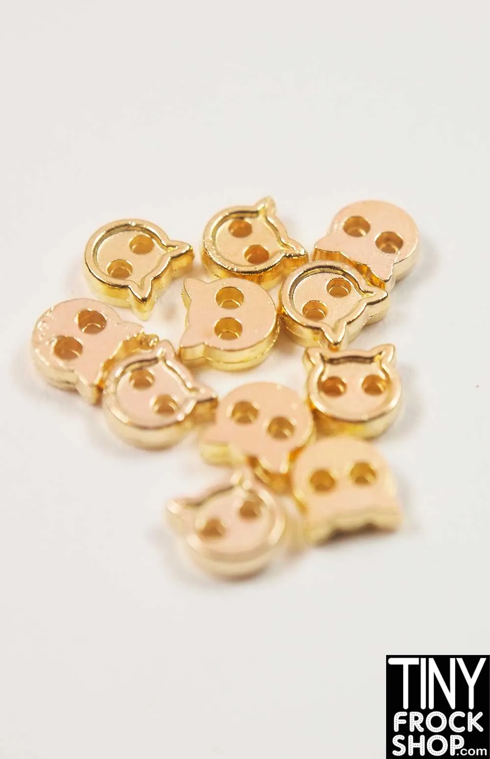 4mm 12" Fashion Doll Super Mini Metal 2 Hole Kitty Buttons - Pack of 10 Buttons
