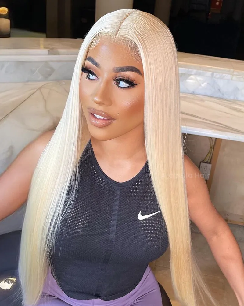 5x5 Lace #613 Blonde Glueless Closure Straight Human Hair Dyeable Color