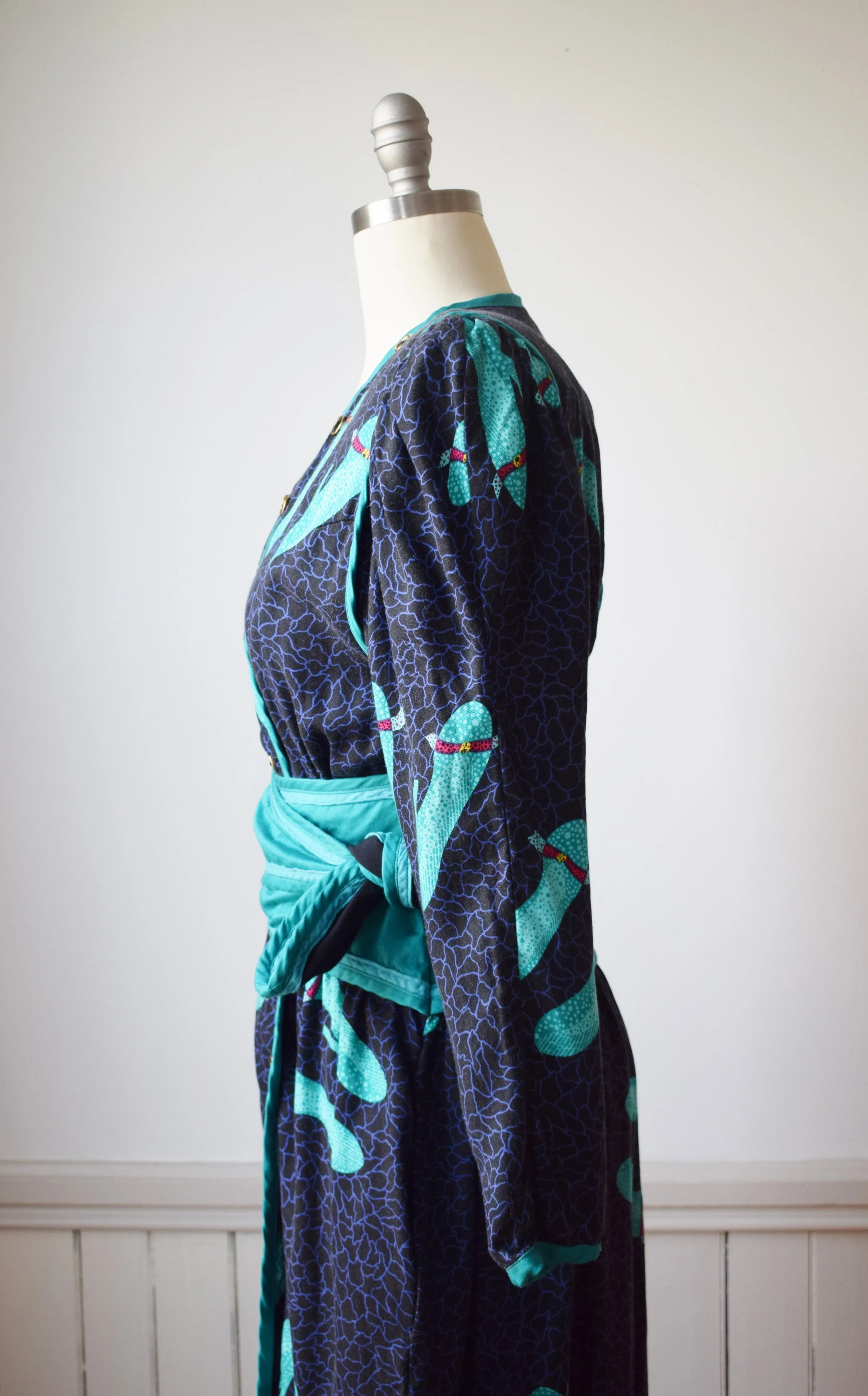 80s Jeanne Marc Corset Belt Dress | S
