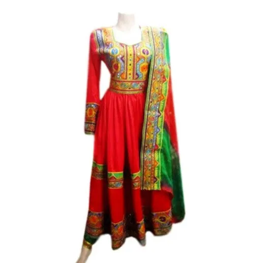 Afghan Gown Dress In Red Color
