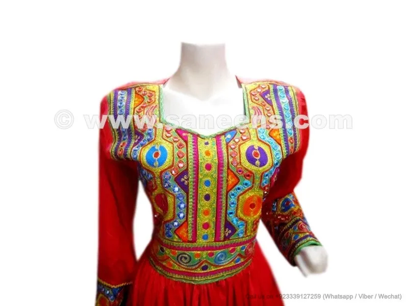 Afghan Gown Dress In Red Color