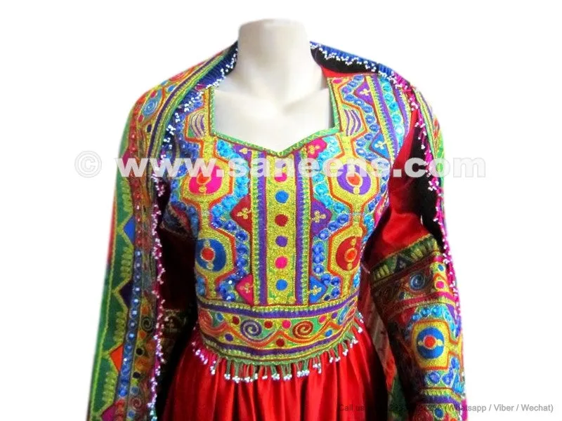 Afghan Long Gown In Red Color Dress