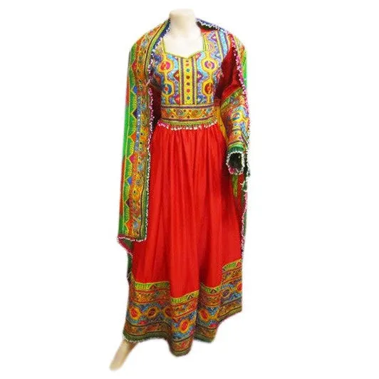 Afghan Long Gown In Red Color Dress