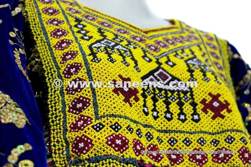 Afghan Women Long Shirt Tribal Fusion Art Work Vintage Costume Gypsy Ethnic Frock