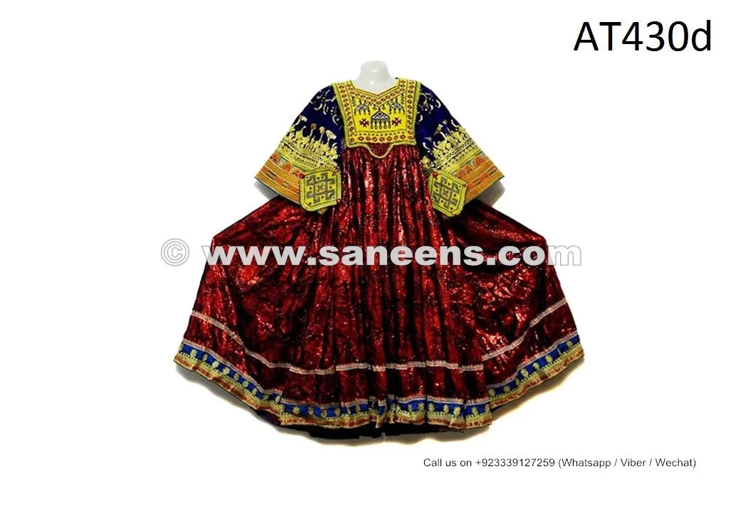 Afghan Women Long Shirt Tribal Fusion Art Work Vintage Costume Gypsy Ethnic Frock