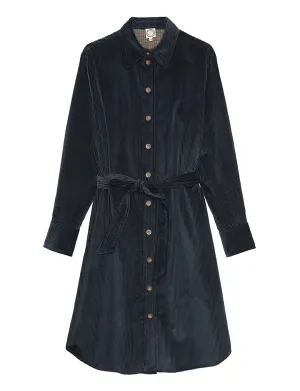 Amour blue velvet shirt dress