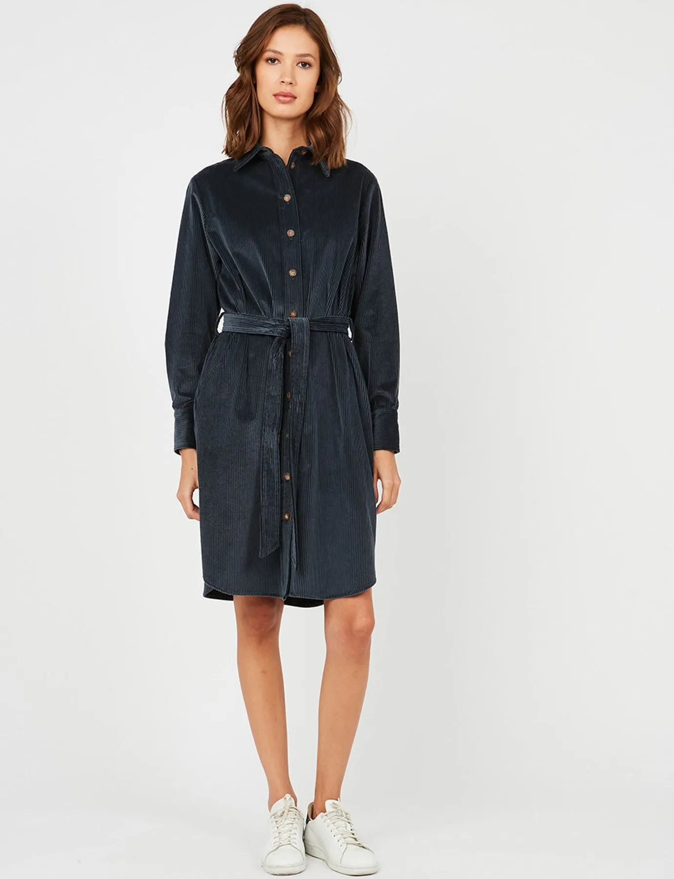 Amour blue velvet shirt dress