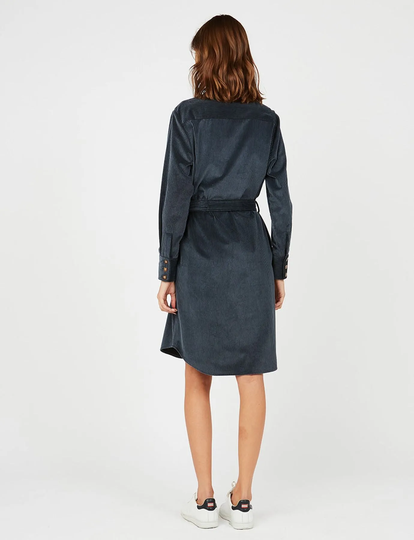 Amour blue velvet shirt dress