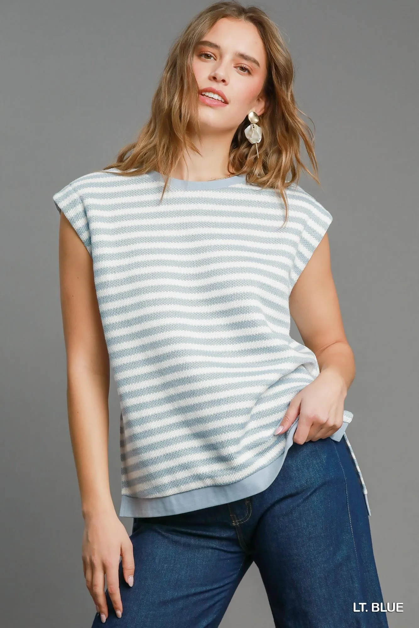 Amy Round Neck Striped Sleeveless Top