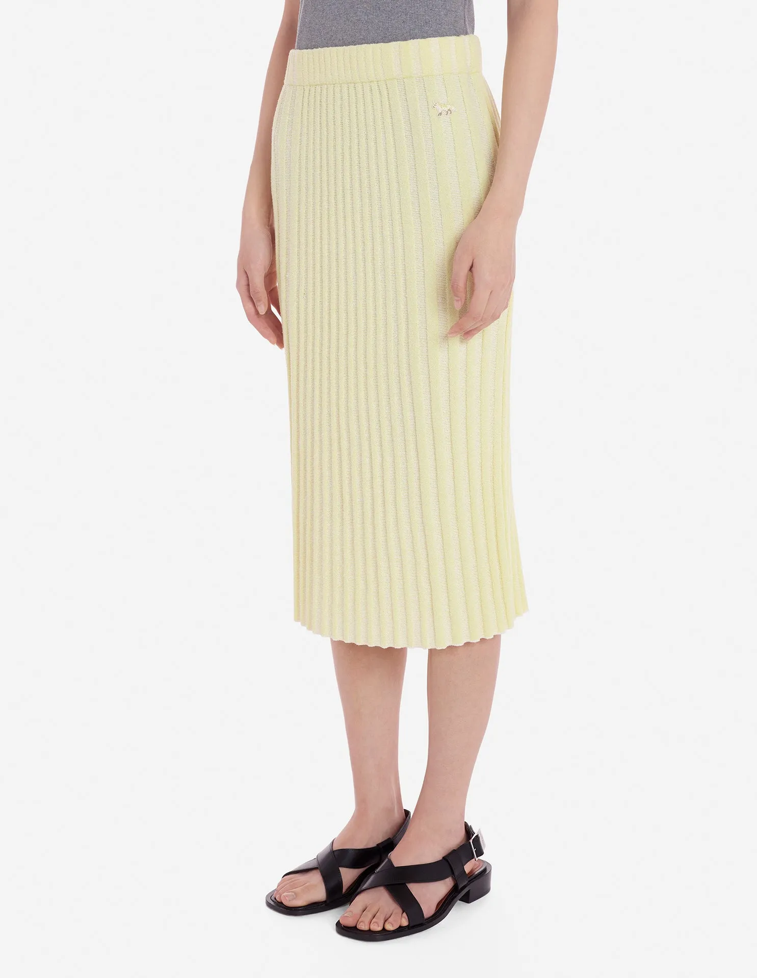 Baby Fox Patch Ribbed Midi Skirt Lemonade