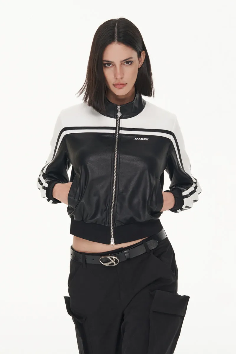 Biker Black and White Leather Jacket