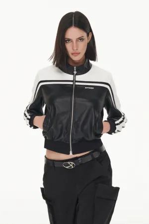 Biker Black and White Leather Jacket