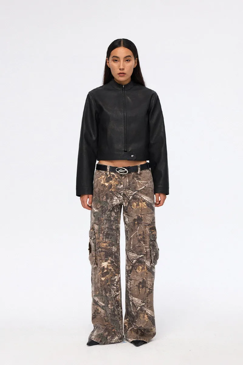 Black and Brown Edge Leather Jacket
