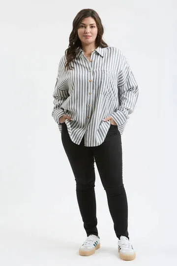 Blu Pepper Striped Collared Button Down Long Sleeve Shirt