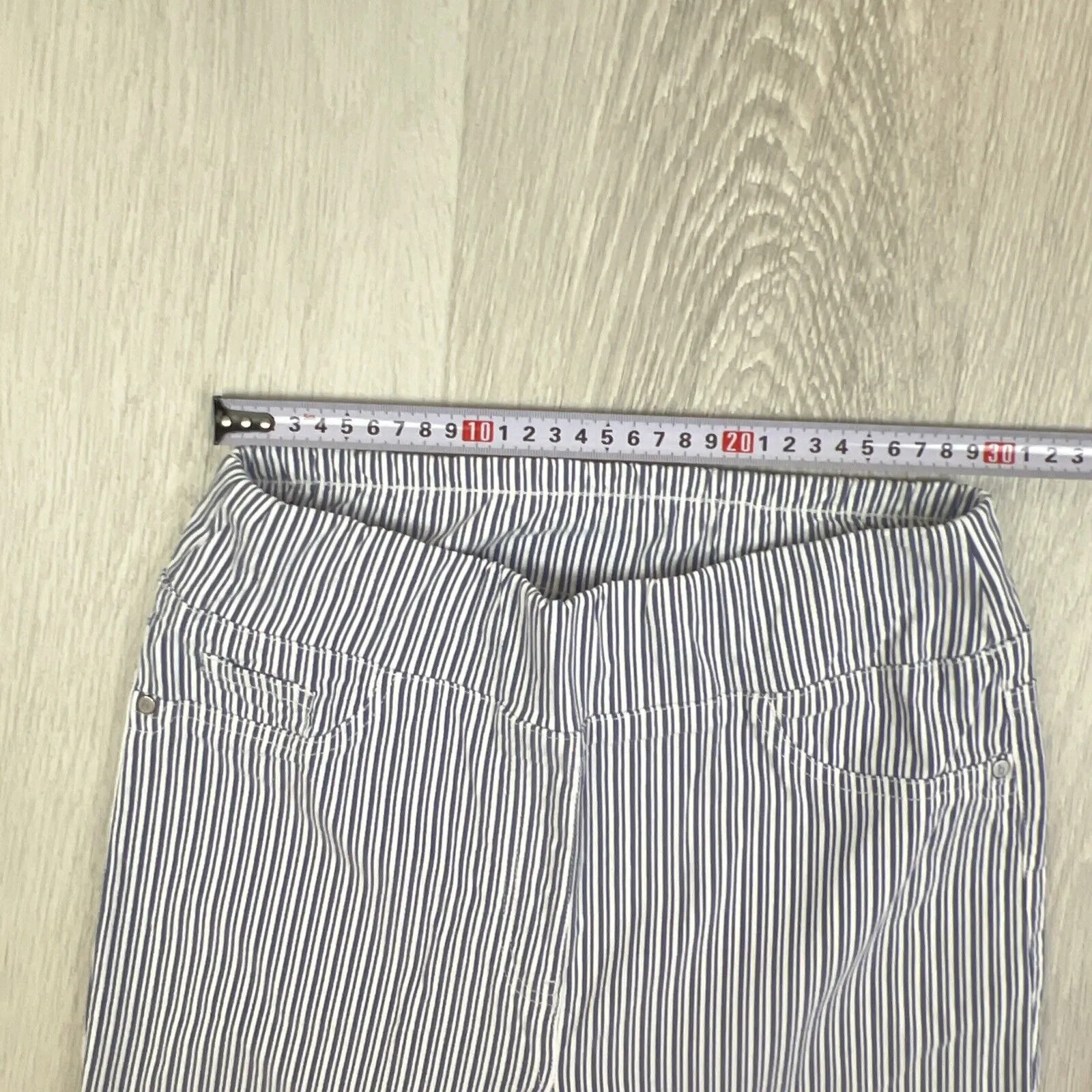 Blue Illusion Womens Straight Slim Cropped Striped Pants Size XS