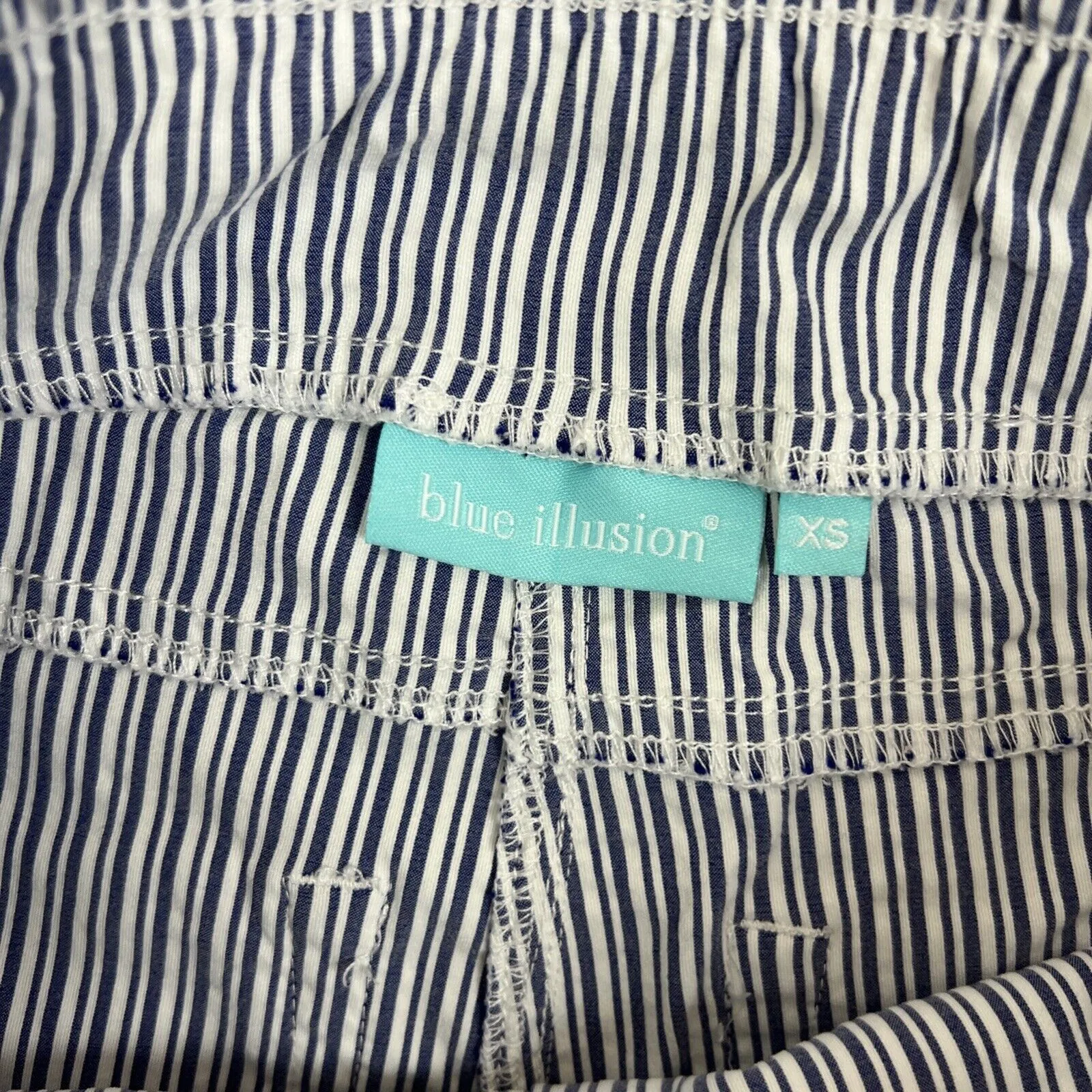 Blue Illusion Womens Straight Slim Cropped Striped Pants Size XS