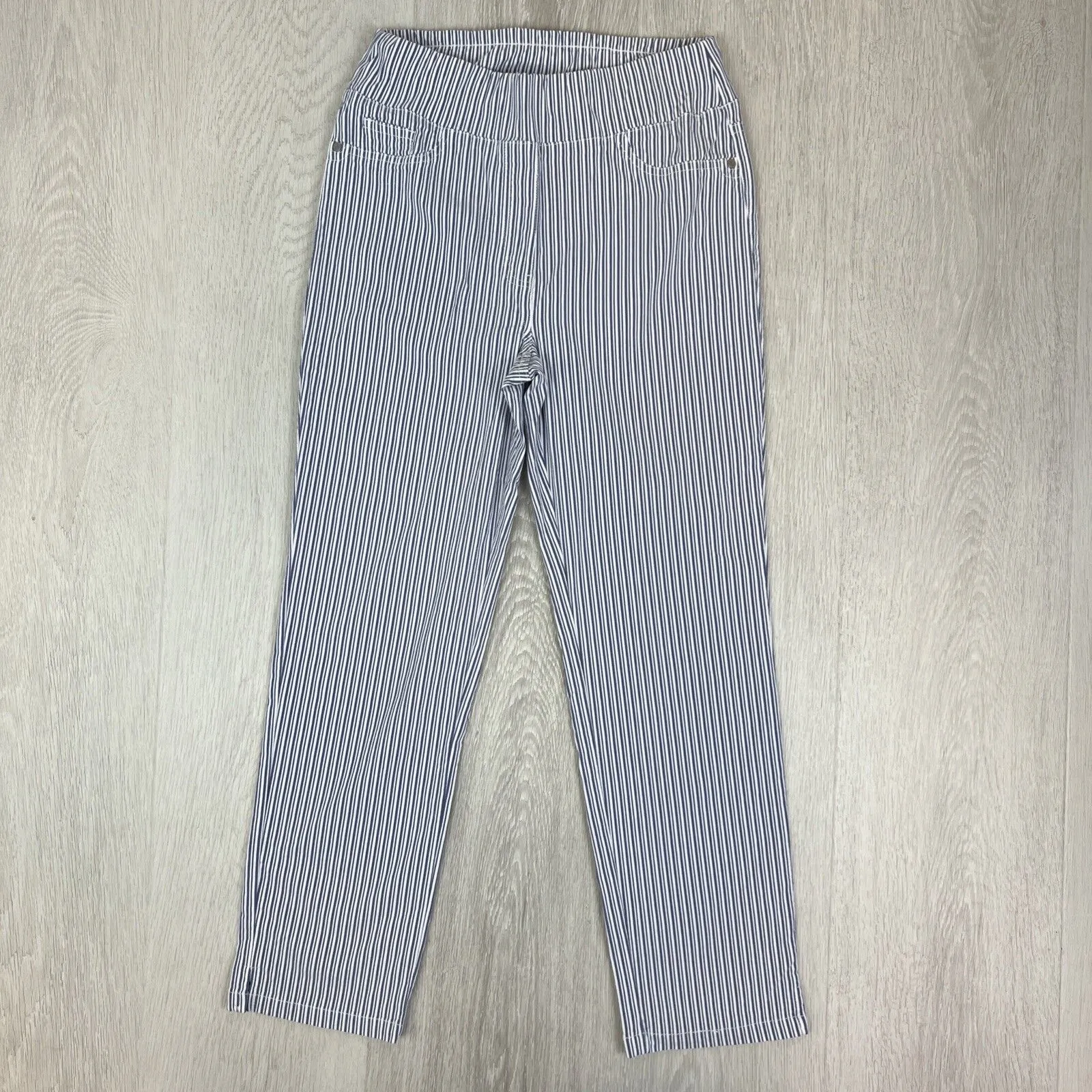Blue Illusion Womens Straight Slim Cropped Striped Pants Size XS