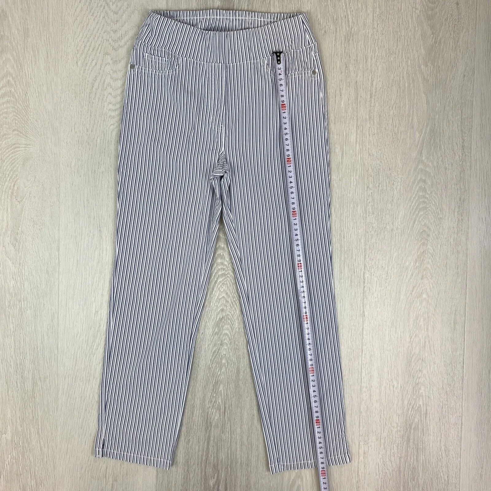 Blue Illusion Womens Straight Slim Cropped Striped Pants Size XS