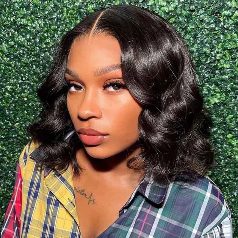 Bogo Sale | 6x5 Lace Highlight Color Body Wave 18inches 6-Inches Deep Lace Natural Color Loose Wave Bob 14inches