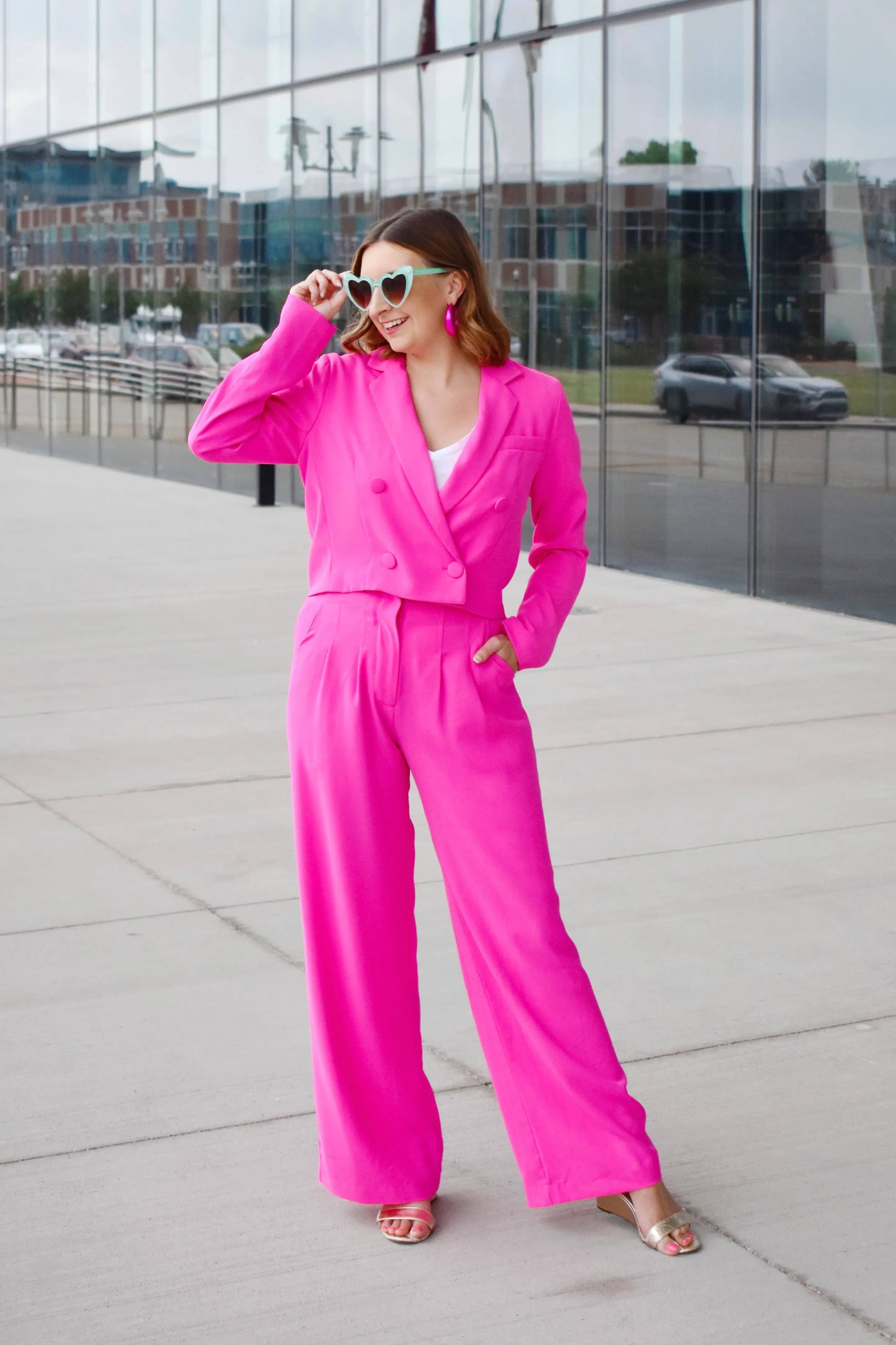 Boss Barbie Crop Blazer & Wide Leg Pants Set