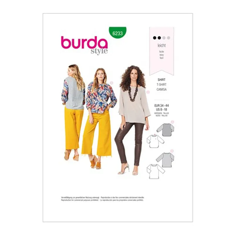 Burda Pattern X06234 Misses' Tops w/ Variations