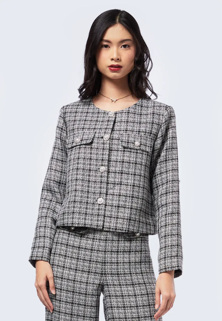 Button Down Tweed Blazer