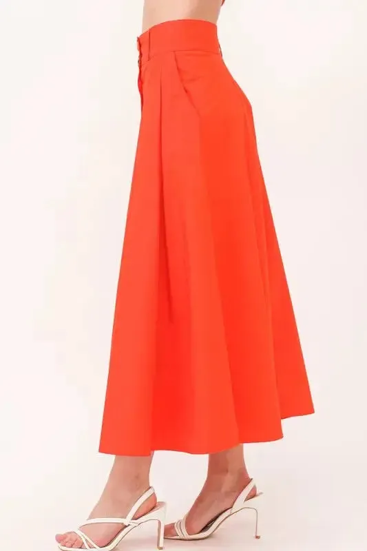 Button Front Pleated Midi Skirt: Elegant & Versatile Style