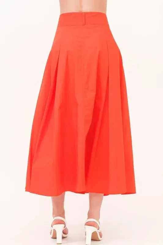 Button Front Pleated Midi Skirt: Elegant & Versatile Style