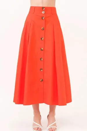 Button Front Pleated Midi Skirt: Elegant & Versatile Style