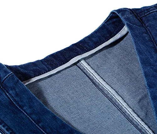 Chouyatou Denim Waistcoat Vest, Blue