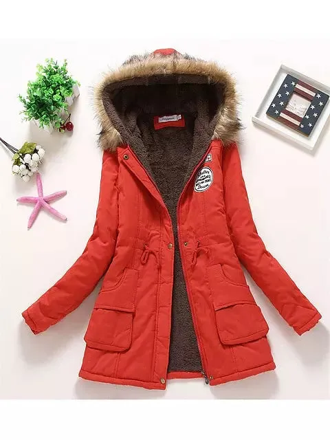 Coat Women Fur Hooded Cotton Jackets