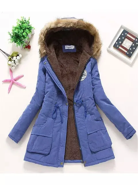 Coat Women Fur Hooded Cotton Jackets