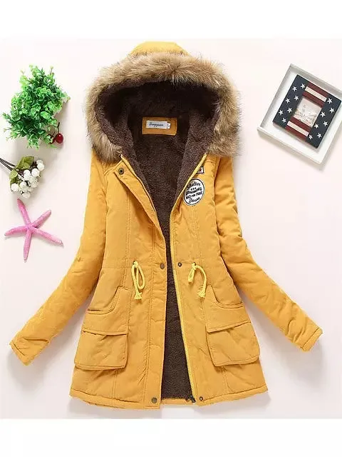 Coat Women Fur Hooded Cotton Jackets