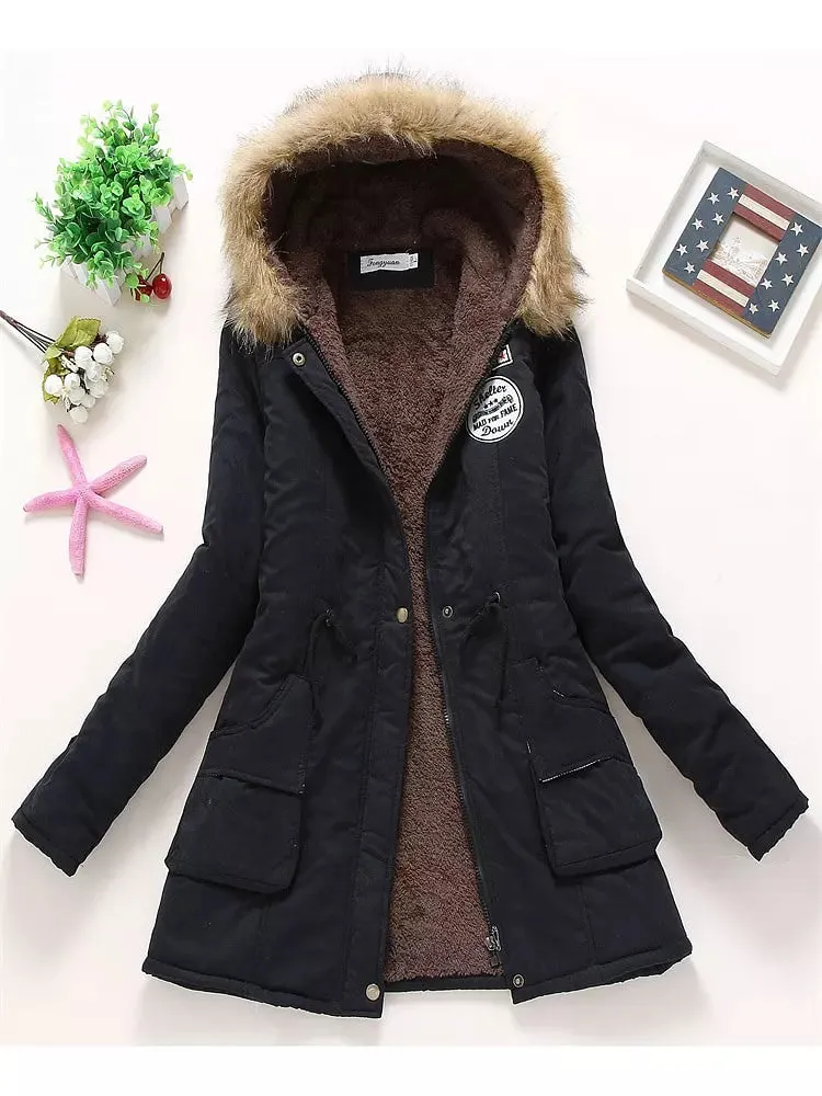 Coat Women Fur Hooded Cotton Jackets