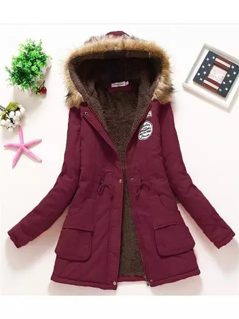 Coat Women Fur Hooded Cotton Jackets
