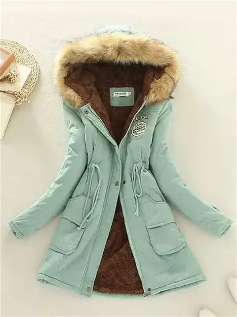 Coat Women Fur Hooded Cotton Jackets